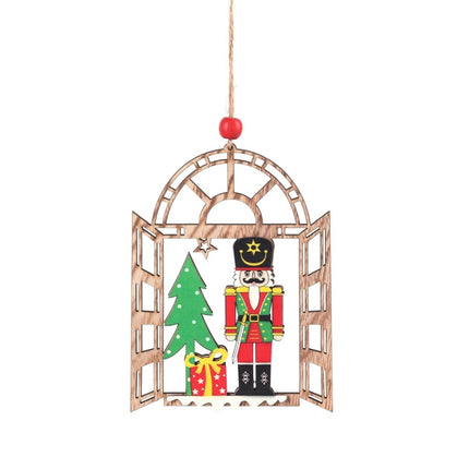 Christmas Decorations Walnut Soldiers Wooden Shopping Mall Hotel Window Scene Decoration Christmas Tree Pendant(B)-garmade.com