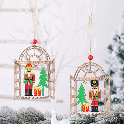 Christmas Decorations Walnut Soldiers Wooden Shopping Mall Hotel Window Scene Decoration Christmas Tree Pendant(B)-garmade.com