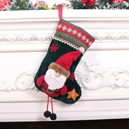 2 PCS Small Christmas Stocking Flannel Gift Bag Christmas Pendant Decorations(Old Man)-garmade.com