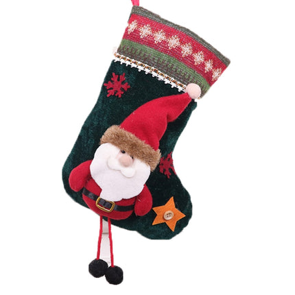 2 PCS Small Christmas Stocking Flannel Gift Bag Christmas Pendant Decorations(Old Man)-garmade.com