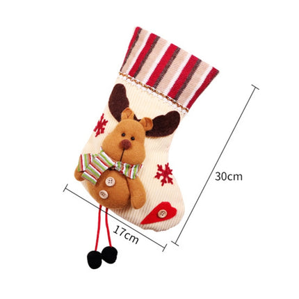 2 PCS Small Christmas Stocking Flannel Gift Bag Christmas Pendant Decorations(Old Man)-garmade.com