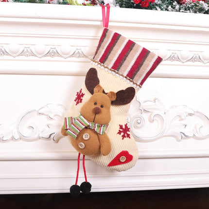 2 PCS Small Christmas Stocking Flannel Gift Bag Christmas Pendant Decorations(Elk)-garmade.com