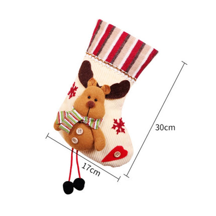 2 PCS Small Christmas Stocking Flannel Gift Bag Christmas Pendant Decorations(Elk)-garmade.com