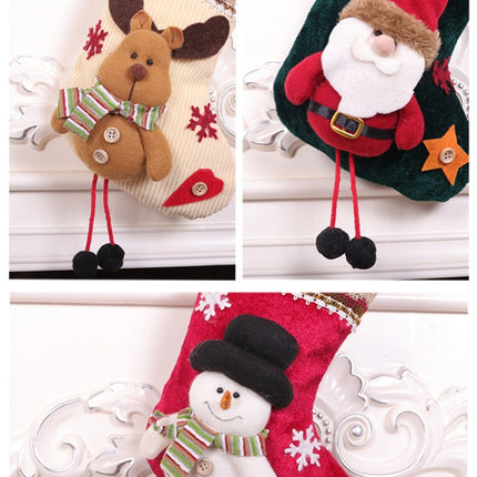 2 PCS Small Christmas Stocking Flannel Gift Bag Christmas Pendant Decorations(Elk)-garmade.com