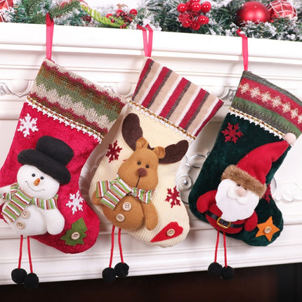 2 PCS Small Christmas Stocking Flannel Gift Bag Christmas Pendant Decorations(Elk)-garmade.com