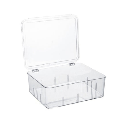 Food Storage Box Transparent Separated Fresh-Keeping Box Refrigerator Plastic Cold Storage Box, Style:No Grid-garmade.com
