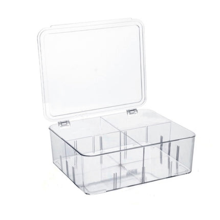 Food Storage Box Transparent Separated Fresh-Keeping Box Refrigerator Plastic Cold Storage Box, Style:Quarter Grid-garmade.com