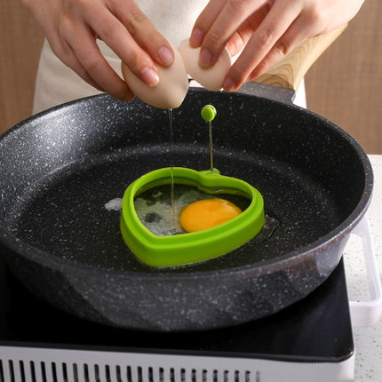 10 PCS Food Grade Silicone Heart-Shaped Omelette Pancake Mold Poached Egg Mold(Heart-shaped Green)-garmade.com