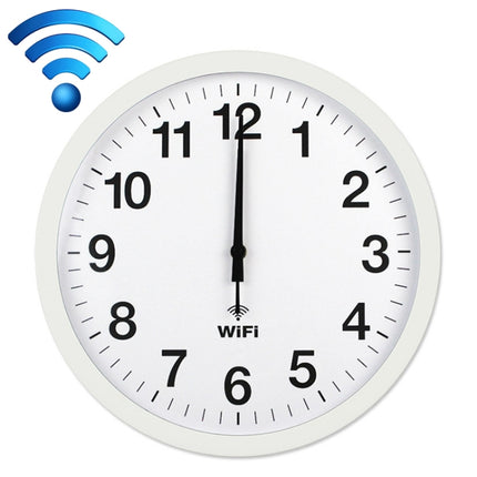 Smart Network Automatic Time Synchronization Wifi Wall Clock Modern Minimalist Silent Living Room Clock, Size:12 inch(White)-garmade.com
