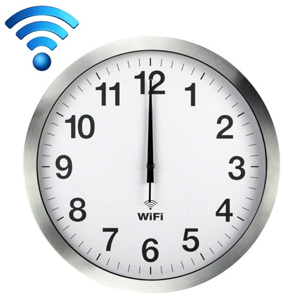 Smart Network Automatic Time Synchronization Wifi Wall Clock Modern Minimalist Silent Living Room Clock, Size:12 inch(Silver)-garmade.com