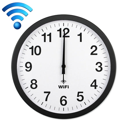 Smart Network Automatic Time Synchronization Wifi Wall Clock Modern Minimalist Silent Living Room Clock, Size:12 inch(Black)-garmade.com