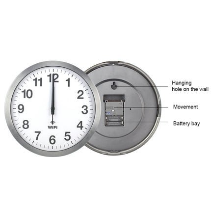 Smart Network Automatic Time Synchronization Wifi Wall Clock Modern Minimalist Silent Living Room Clock, Size:12 inch(Black)-garmade.com
