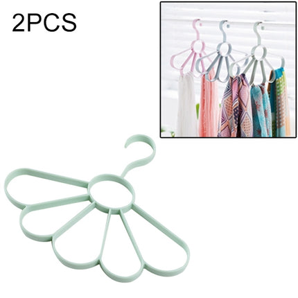 2PCS Plain Wind Petal Scarf Hanger Multifunctional Fan Hanger Belt Drying Rack(Green)-garmade.com