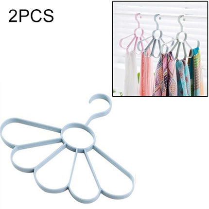 2PCS Plain Wind Petal Scarf Hanger Multifunctional Fan Hanger Belt Drying Rack(Blue)-garmade.com