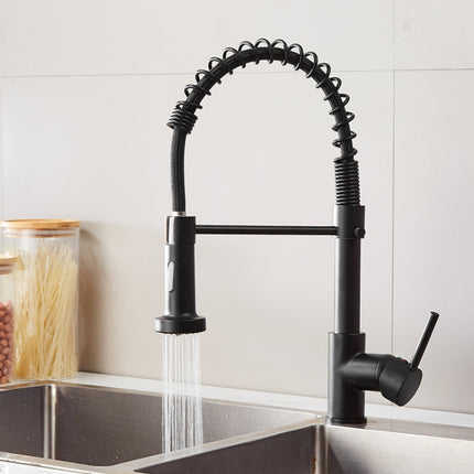 Kitchen Faucet Hot & Cold Water Tank Valve Sink Faucet, Specification: Black Model-garmade.com