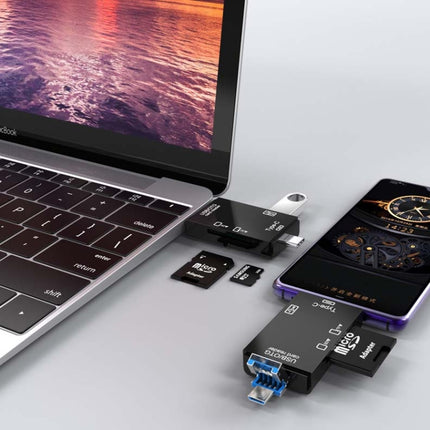 2 PCS Type-C & Micro USB & USB 2.0 3 in 1 Ports Multi-function Card Reader, Support U Disk / TF / SD(Black)-garmade.com