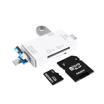 2 PCS Type-C & Micro USB & USB 2.0 3 in 1 Ports Multi-function Card Reader, Support U Disk / TF / SD( White)-garmade.com