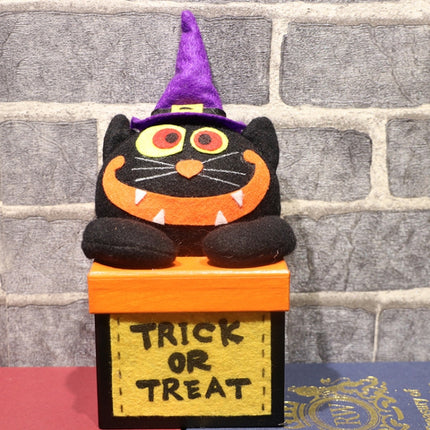 Halloween Candy Jar Gift Box Shopping Mall Kindergarten Decoration, Style:Square Box(Big Mouth Cat)-garmade.com