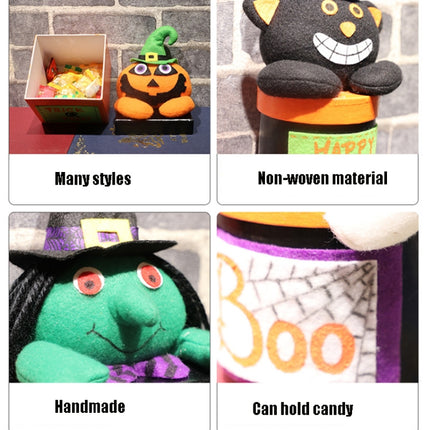 Halloween Candy Jar Gift Box Shopping Mall Kindergarten Decoration, Style:Round Box(Pumpkin)-garmade.com