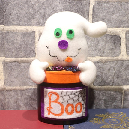 Halloween Candy Jar Gift Box Shopping Mall Kindergarten Decoration, Style:Round Box(White Ghost)-garmade.com