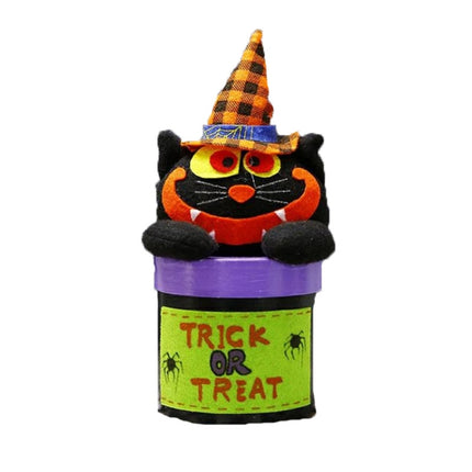 Halloween Candy Jar Gift Box Shopping Mall Kindergarten Decoration, Style:Round Box(Big Mouth Cat)-garmade.com