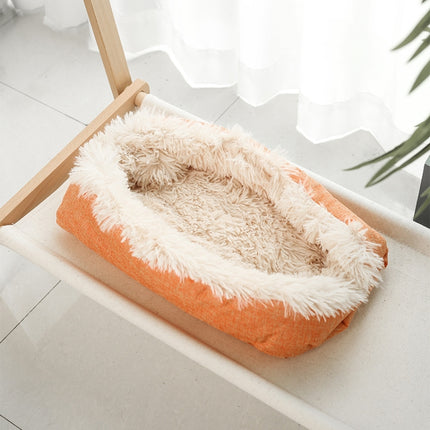 Kennel Dog Mat Dual-Use Winter Warm Cat Litter, Size:50x60cm(Orange White)-garmade.com