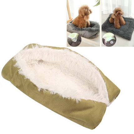 Kennel Dog Mat Dual-Use Winter Warm Cat Litter, Size:50x60cm(Yellow White)-garmade.com