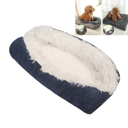 Kennel Dog Mat Dual-Use Winter Warm Cat Litter, Size:70x80cm(Blue White)-garmade.com
