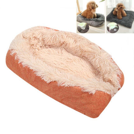 Kennel Dog Mat Dual-Use Winter Warm Cat Litter, Size:90x100cm(Orange White)-garmade.com
