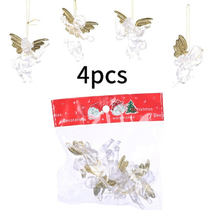 4pcs/bag Christmas Decorations Transparent Angel Pendant Christmas Tree Ornaments-garmade.com
