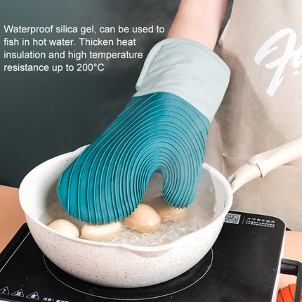 Thickened Silicone Gloves Household Microwave Oven Anti-Scald Insulation Glove(Lake Blue)-garmade.com