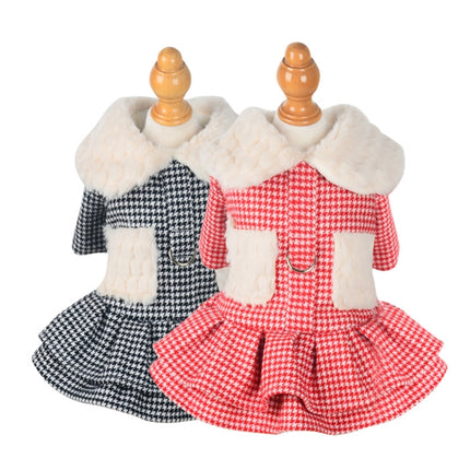 Doll Collar Plus Velvet Warm Pet Cat And Dog Woolen Cloth Princess Dress Without Leash, Size: S(Red)-garmade.com