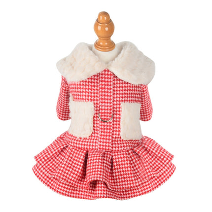 Doll Collar Plus Velvet Warm Pet Cat And Dog Woolen Cloth Princess Dress Without Leash, Size: M(Red)-garmade.com