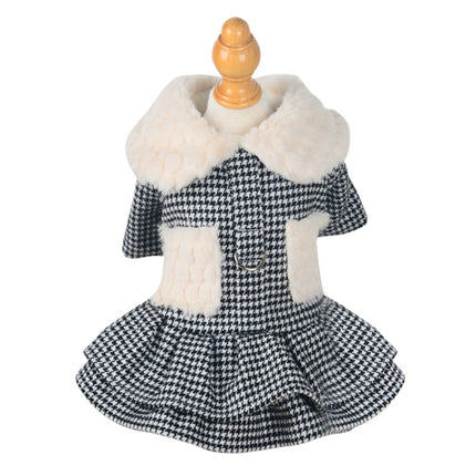 Doll Collar Plus Velvet Warm Pet Cat And Dog Woolen Cloth Princess Dress Without Leash, Size: L(Black)-garmade.com