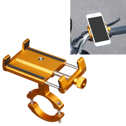 2 PCS Aluminum Alloy Bicycle Mobile Phone Holder Motorcycle Mobile Phone Navigation Bracket Electric Motorcycle Hand Rack(Gold (Handlebar Style))-garmade.com