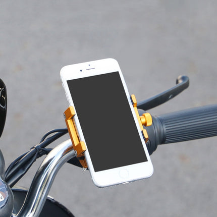 2 PCS Aluminum Alloy Bicycle Mobile Phone Holder Motorcycle Mobile Phone Navigation Bracket Electric Motorcycle Hand Rack(Gold (Handlebar Style))-garmade.com