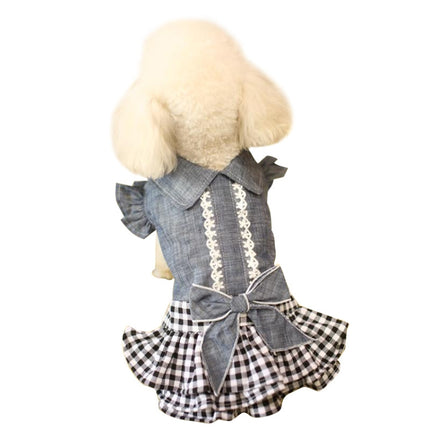 Pet Clothes Autumn And Winter Skirt Thin Dog Skirt Small Dog Princess Bow Denim Skirt, Size: XS-garmade.com