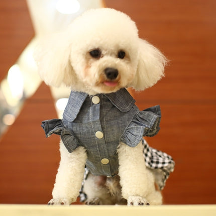 Pet Clothes Autumn And Winter Skirt Thin Dog Skirt Small Dog Princess Bow Denim Skirt, Size: XS-garmade.com