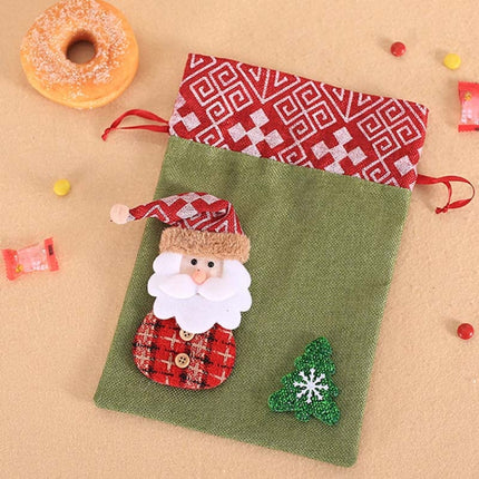 Creative Christmas Gift Bag Children Burlap Beam Apple Bag Candy Cookie Bag(Old Man)-garmade.com