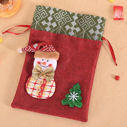 Creative Christmas Gift Bag Children Burlap Beam Apple Bag Candy Cookie Bag(Snowman)-garmade.com
