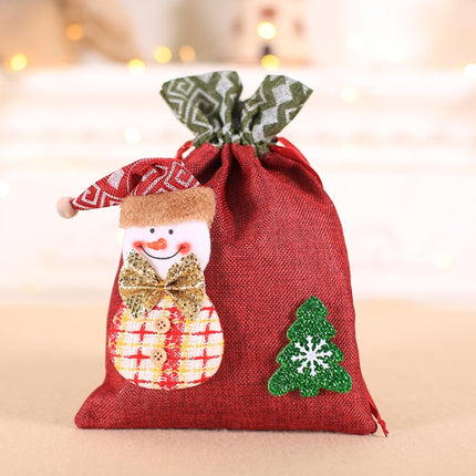 Creative Christmas Gift Bag Children Burlap Beam Apple Bag Candy Cookie Bag(Snowman)-garmade.com