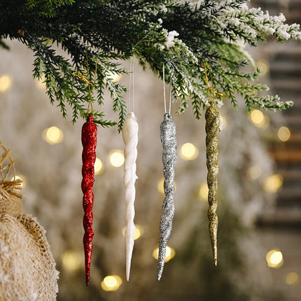 5pcs/bag Christmas Decorations Colorful Ice Bar Pendant Small Tree Threaded Ornament(Golden)-garmade.com