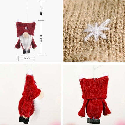 Christmas Decorations Double Ball Cap Forest Old Man Knitted Pendant Faceless Doll Ornaments(Pink)-garmade.com