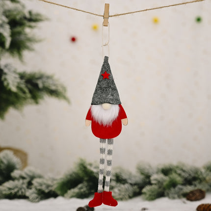 Christmas Ornaments Forest Old Man Doll Pendant(Gray Hat)-garmade.com