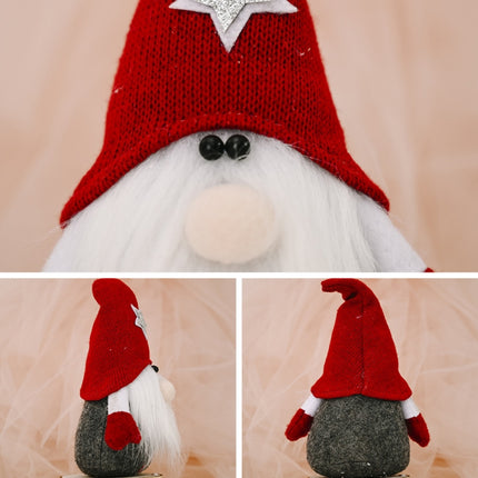 Christmas Ornament Five-Pointed Star Forester Doll Santa Claus Ornament(Grey Hat)-garmade.com
