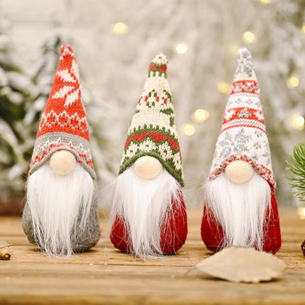 Christmas Decoration Snowflake Knitted Hat Forest Elderly Doll Decoration(C)-garmade.com