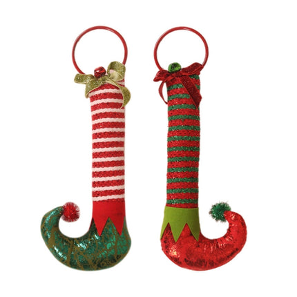 Christmas Decorations Elf Feet Iron Ring Door Bells Elf Boots Door Knocker Ornaments(Red)-garmade.com