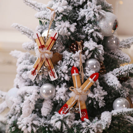 Christmas Decorations Wooden Sleigh Christmas Tree Pendant(White)-garmade.com