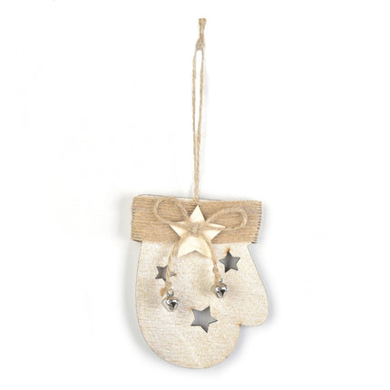 Wooden Cartoon Christmas Tree Ornament Christmas Scene Decoration Supplies(Gloves)-garmade.com