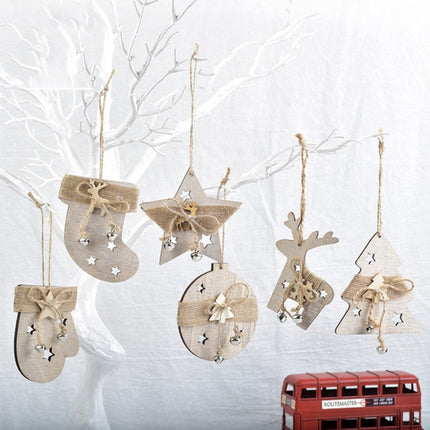 Wooden Cartoon Christmas Tree Ornament Christmas Scene Decoration Supplies(Socks)-garmade.com